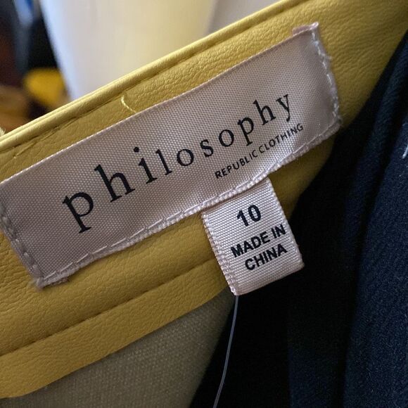 NWT Philosophy Mustard Colored Faux Leather Skirt- Size 10 - Picture 9 of 11